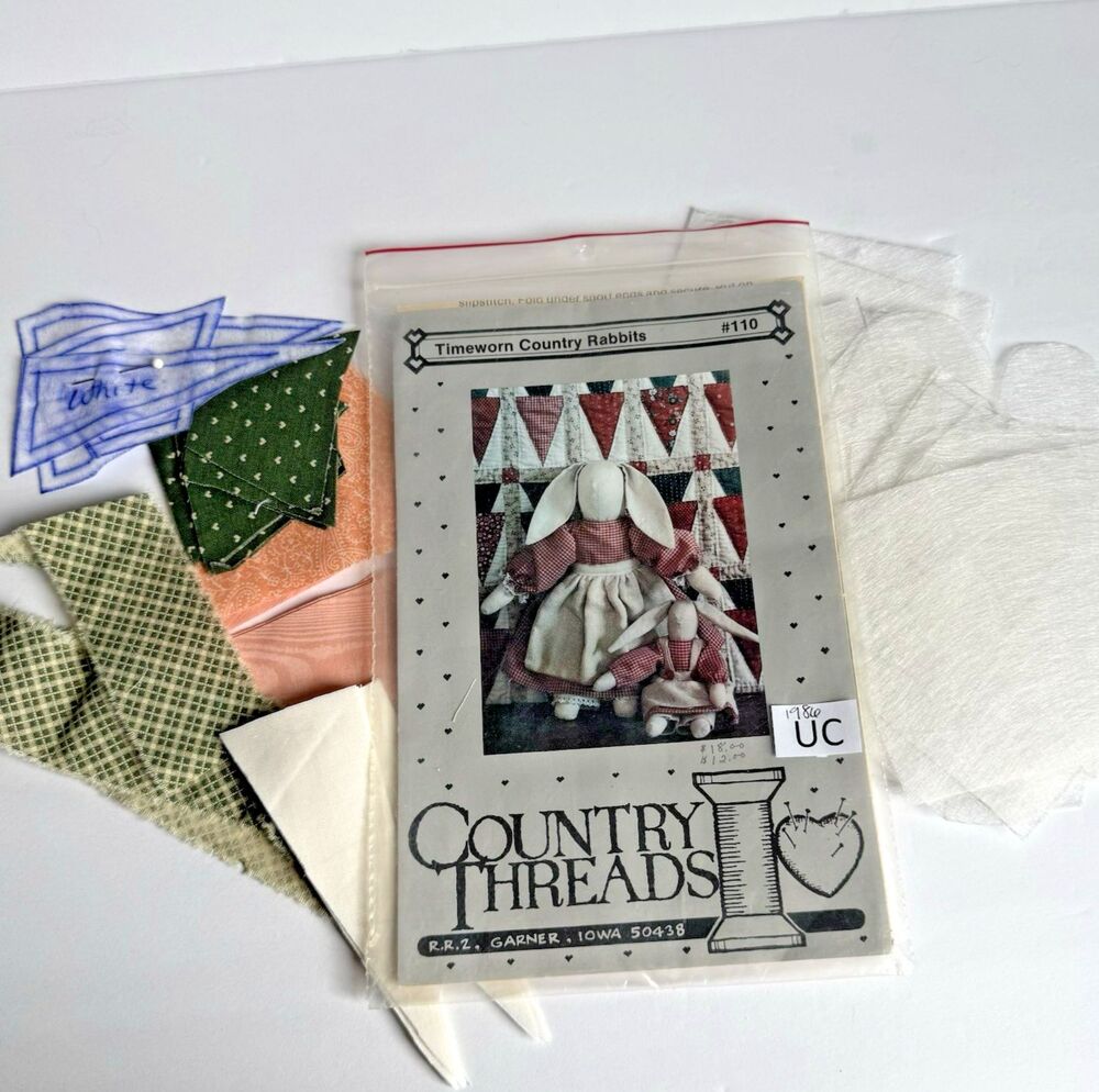 Country Threads Sewing Pattern 110 with Fabric Country Rabbits Bunnies Rabbits